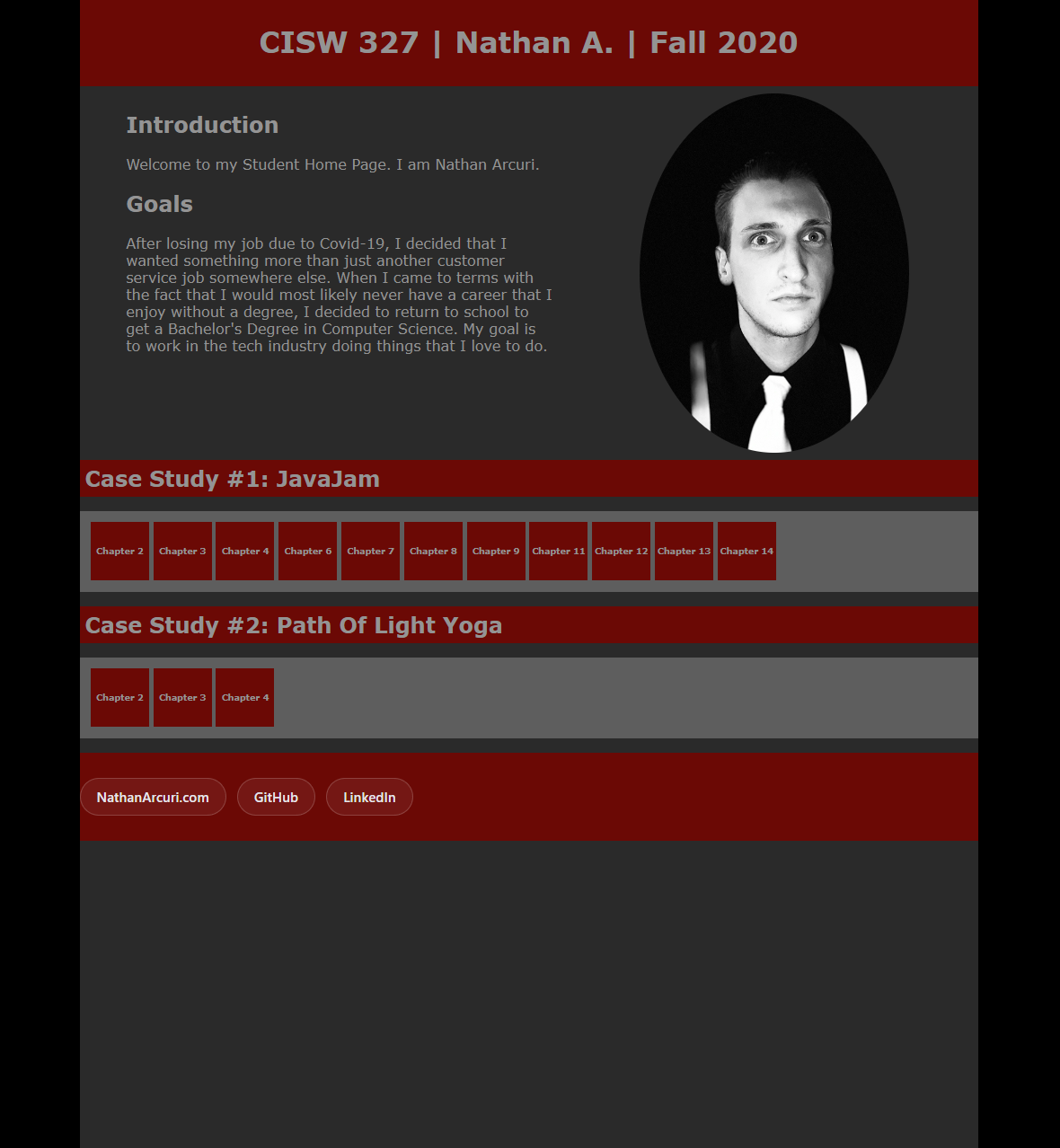 Screenshot of Student Portfolio v0.5